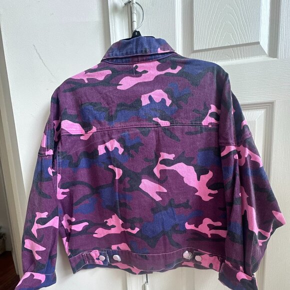 The Sunset & Spring denim Camo jacket in pink and purple - Picture 2 of 6